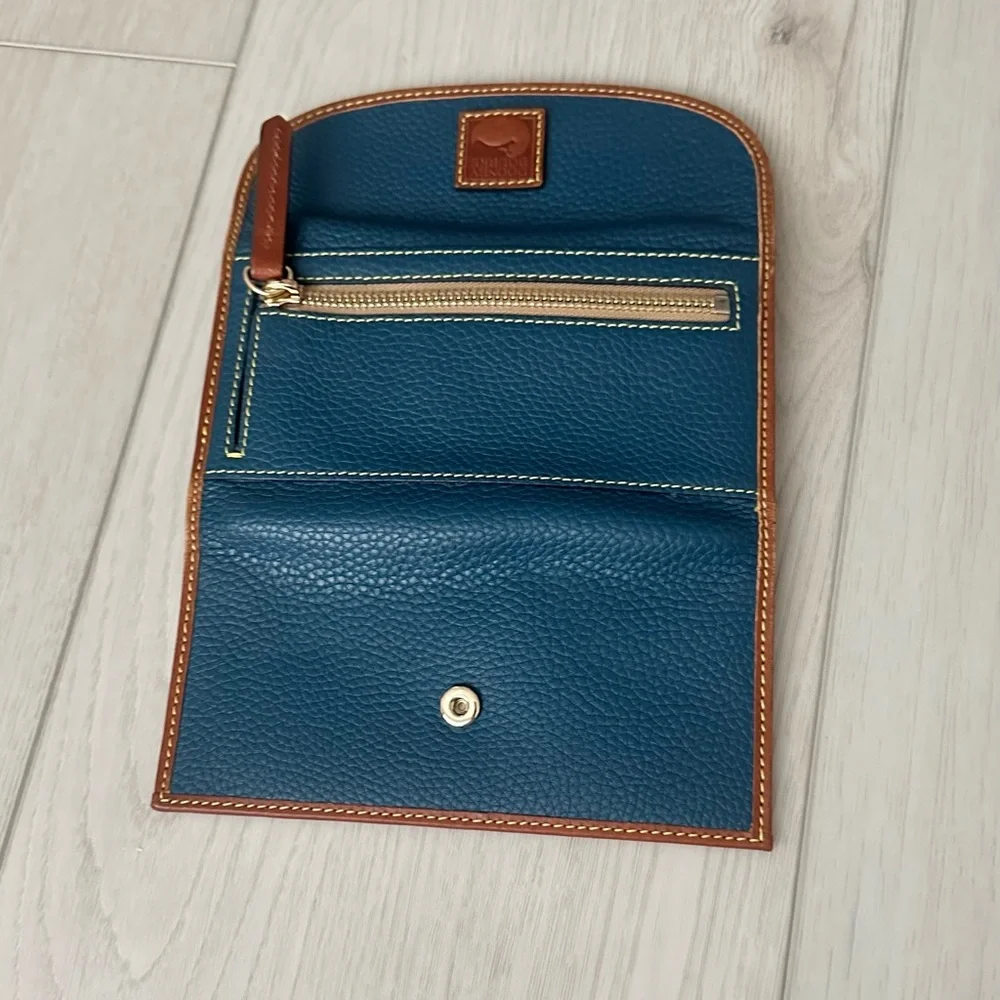 Dooney & Bourke Teal Pebble Leather Drawstring Shoulder Bag and Wallet